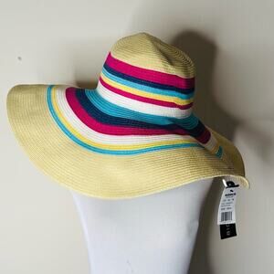 Striped Floppy Brim Packable Sun Hat